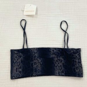 NWT MAI underwear/ swimwear. Black Boa Mod Top. Size L